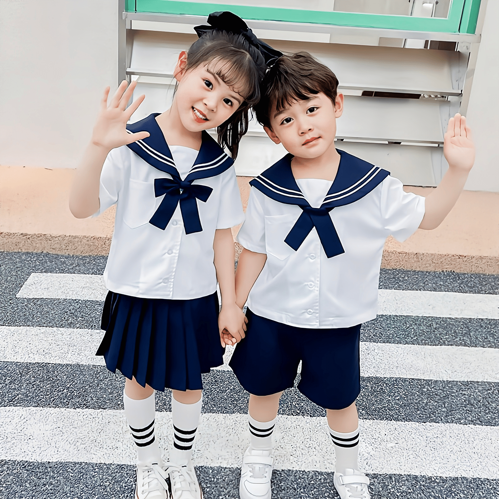 幼儿园小学演出男女儿童毕业季典礼服短袖套装夏季毕业照班服园服