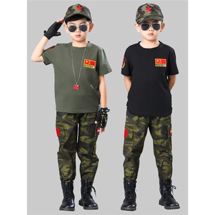 儿童迷彩服套装男童短袖t恤夏装帅气小孩当兵衣服6特种兵军训童装