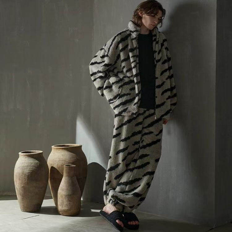 珊瑚绒睡衣男士秋冬季防静电加厚款套装拉链可外穿加绒家居服冬天