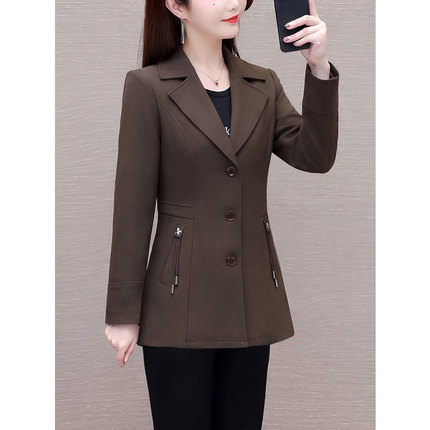高级感咖色西装外套女春秋2026新款韩版风衣修身显瘦通勤小西服