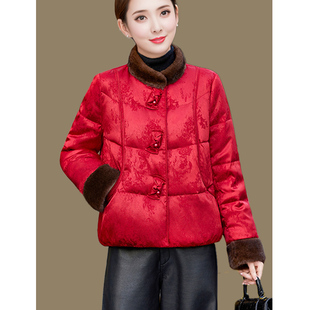 新中式国风短款羽绒服女2025新款复古风洋气妈妈冬装过年穿搭外套