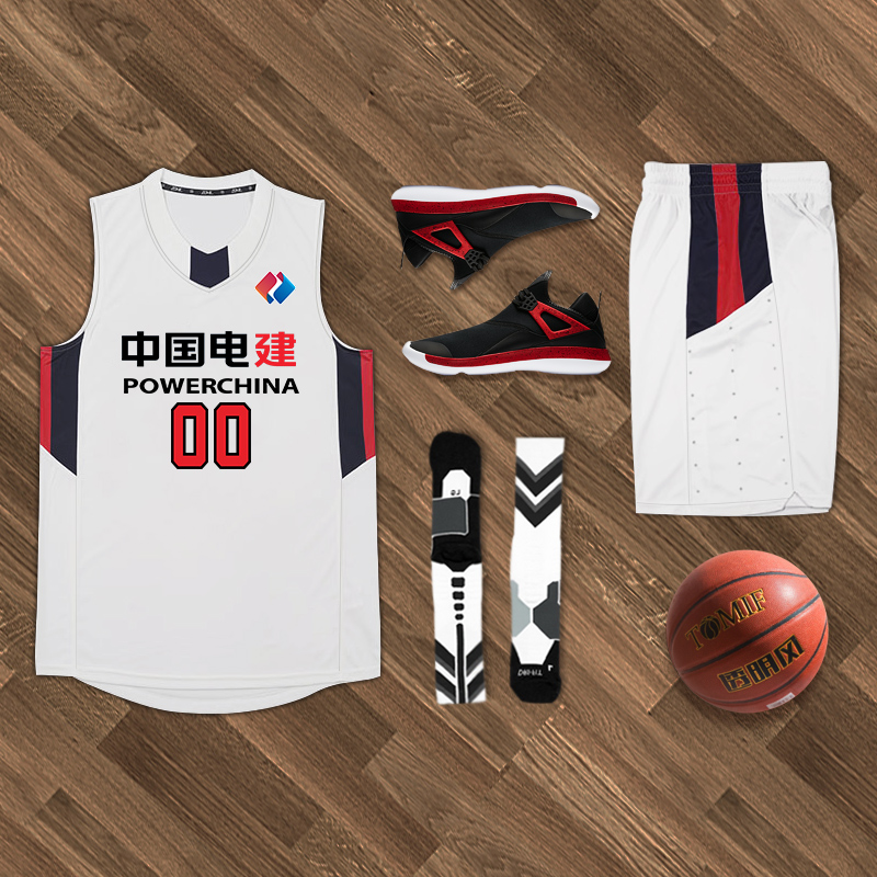 白色篮球服套装男定制印字速干训练服背心高品质美式球衣比赛队服