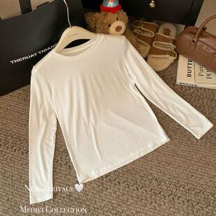 软糯内搭打底衫 T恤女秋季 ins上衣 纯色百搭圆领套头长袖 简约基础款