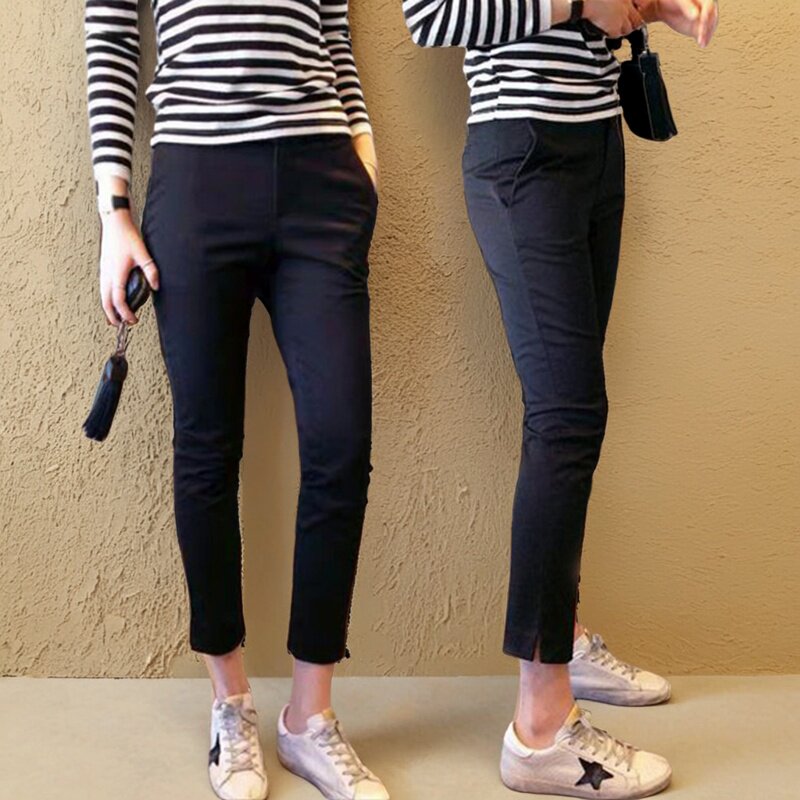 中高腰百搭弹力九分裤显瘦休闲