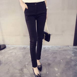 黑色弹力外穿打底裤女春夏薄款长裤高腰紧身小脚秋冬季加绒九分裤