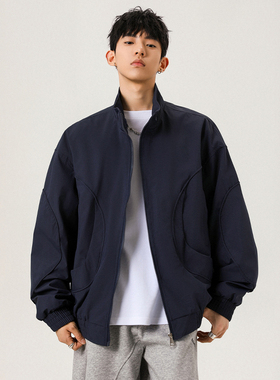 WASSUP美式复古工装夹克男秋冬季新款青少年潮流vibe百搭翻领外套