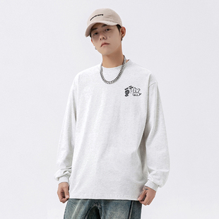 WASSUP潮牌小狗长袖T恤男女款秋季宽松休闲美式重磅纯棉圆领上衣