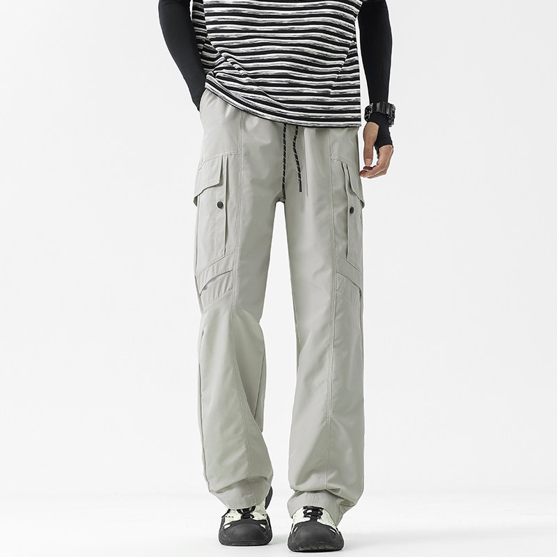 WASSUP潮牌美式机能风纯色直筒运动裤男女复古宽松潮流百搭长裤子