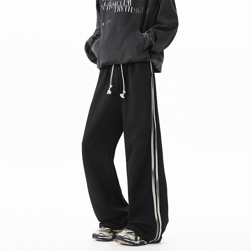 WASSUP潮牌条纹休闲裤男士潮流百搭青少年vibe宽松直筒运动卫裤秋