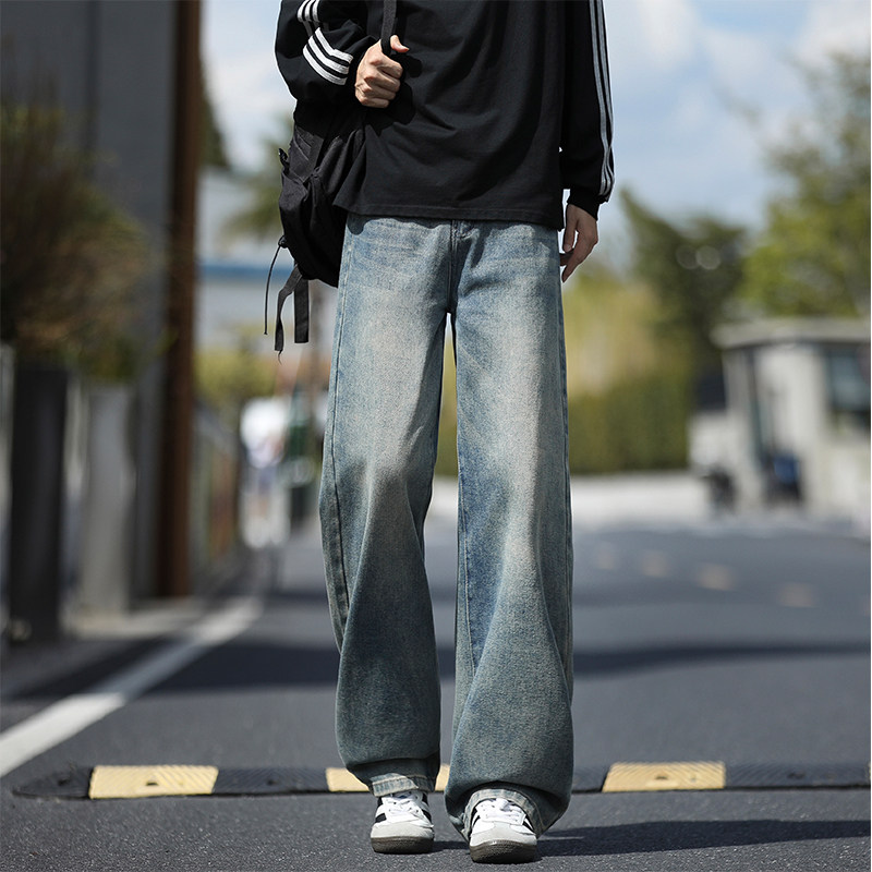 WASSUP美式复古水洗渐变蓝牛仔裤男2026新款潮流百搭休闲直筒长裤,男装,牛仔裤,淘宝优惠券,粉丝福利购,淘宝优惠卷
