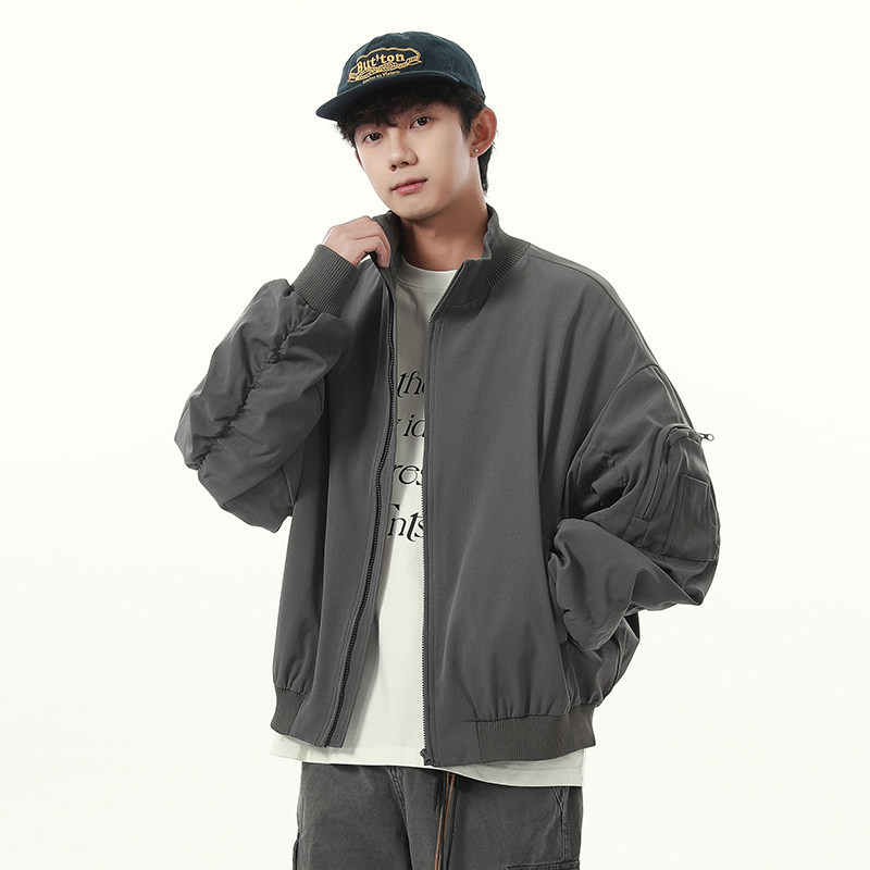 WASSUP美式飞行夹克棉服男冬季潮牌廓形立领加厚保暖短款棉衣外套