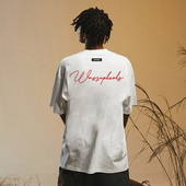 街头情侣潮牌t恤衫 WASSUP描边字体logo短袖 宽松美式 夏季 上衣男士