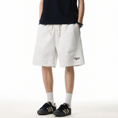 男女夏季 2025新款 宽松运动美式 WASSUP潮牌米灰色短裤 休闲五分裤 子