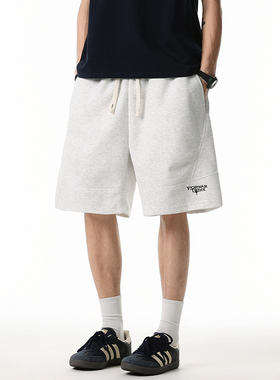 WASSUP潮牌米灰色短裤男女夏季2025新款宽松运动美式休闲五分裤子