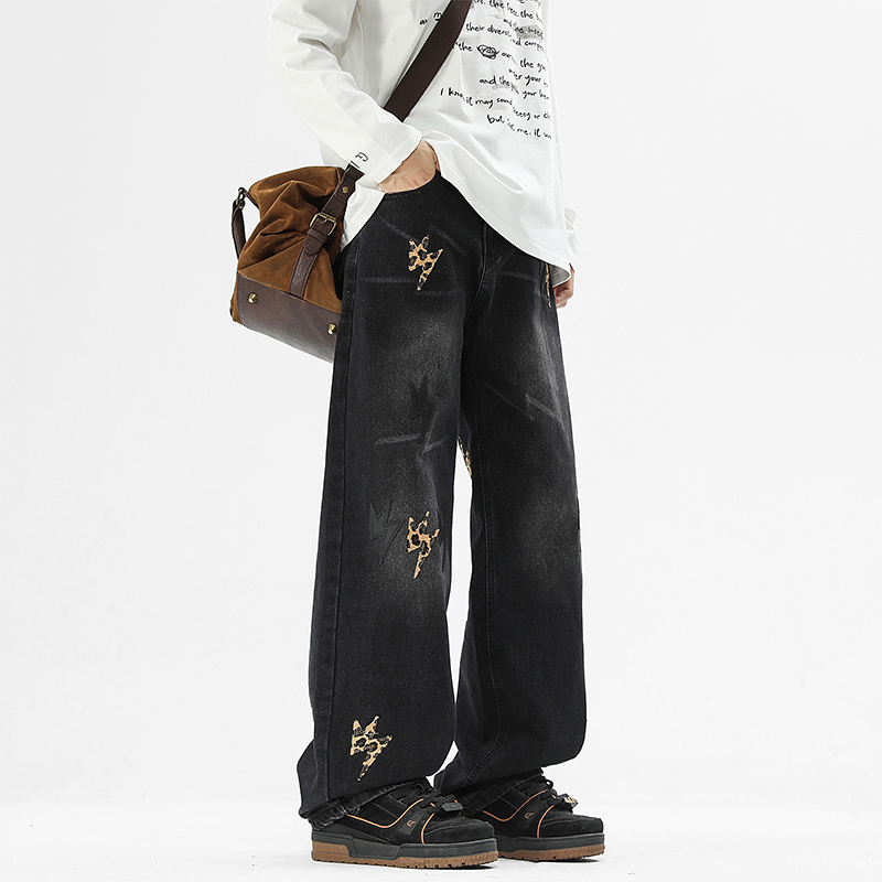 WASSUP闪电美式复古重磅牛仔长裤