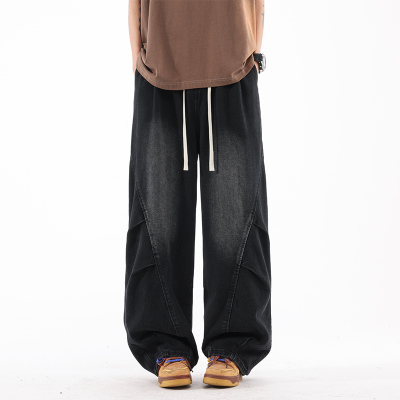 WASSUP美式复古阔腿牛仔长裤春秋