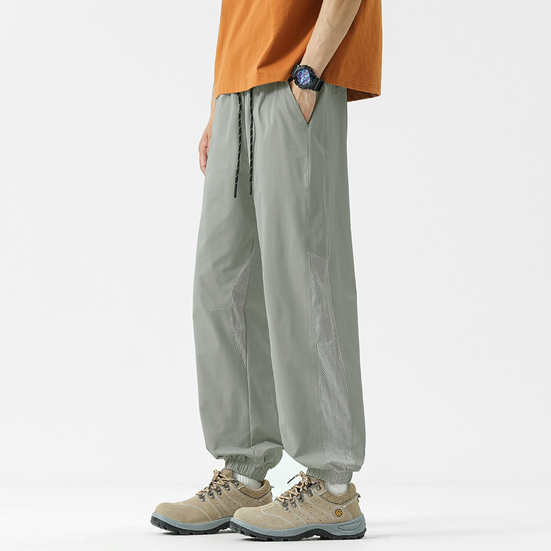 WASSUP潮牌运动束腿冰丝休闲长裤男款夏季新款户外薄款百搭长裤子