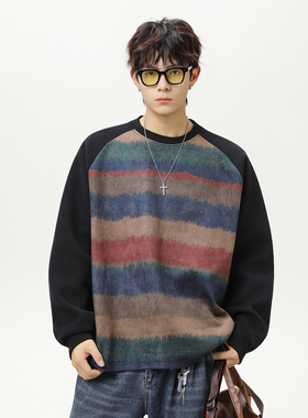 WASSUP官方店毛衣针织衫男款秋季2025新款撞色条纹潮牌情侣上衣服