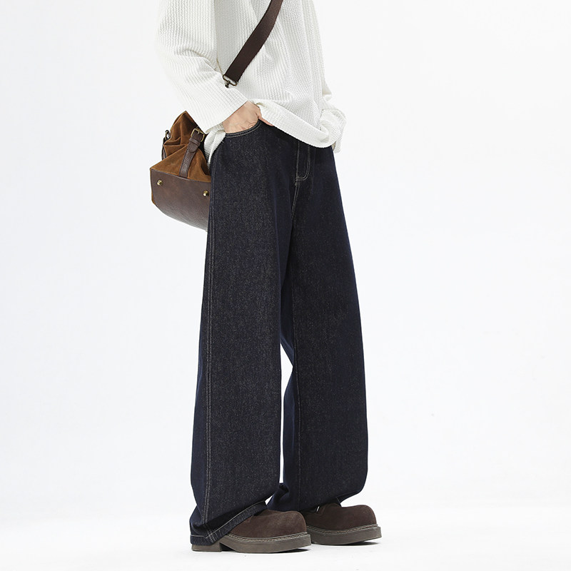 WASSUP美式复古牛仔裤男秋季2025新款潮流百搭情侣休闲阔腿长裤子