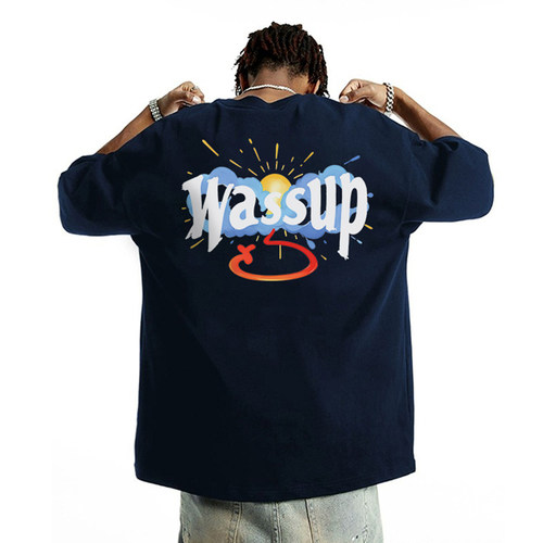 WASSUP日落云朵潮牌短袖T恤