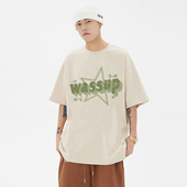 情侣装 WASSUP 宽松24新款 t恤夏季 上衣 HEODS潮牌字母日系男孩短袖
