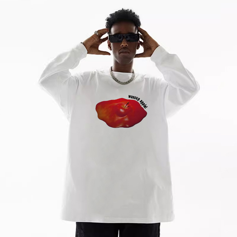 WASSUP苹果美式重磅长袖T恤男秋