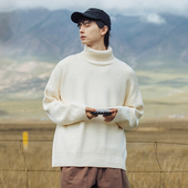 白色软糯高领毛衣男秋冬季 慵懒2024新款 针织衫 WASSUP男士 长袖 线衣