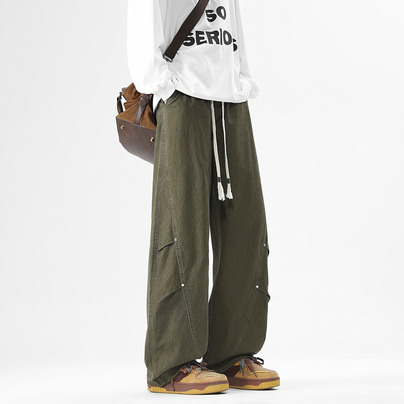 WASSUP美式复古纯棉工装直筒长裤