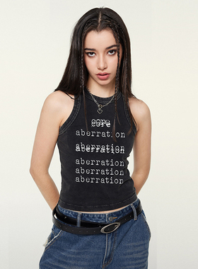 WASSUP官方店美式辣妹印花炒色运动吊带背心女夏季修身显瘦上衣服