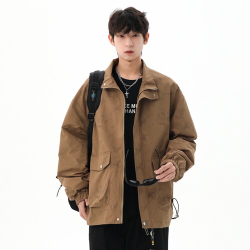 WASSUP扎染工装夹克外套男加大码