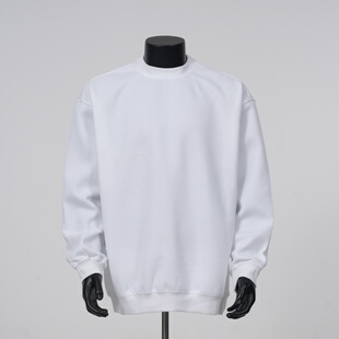 WASSUP潮牌380g重磅秋冬圆领卫衣男女保暖上衣宽松无帽长袖情侣款