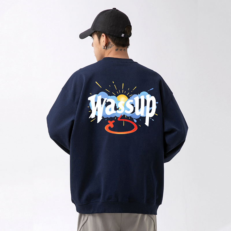 WASSUP潮牌日落云朵重磅卫衣男秋