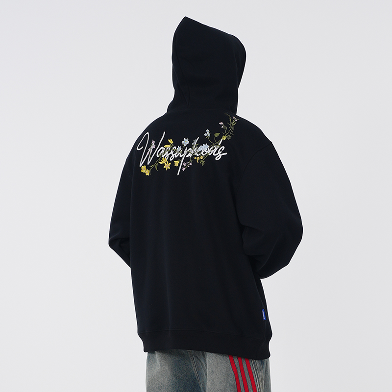 WASSUP【花语】刺绣重磅卫衣连帽