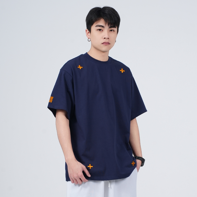 WASSUP潮牌美式简约刺绣t恤短袖男女夏季2025新款重磅纯棉上衣服