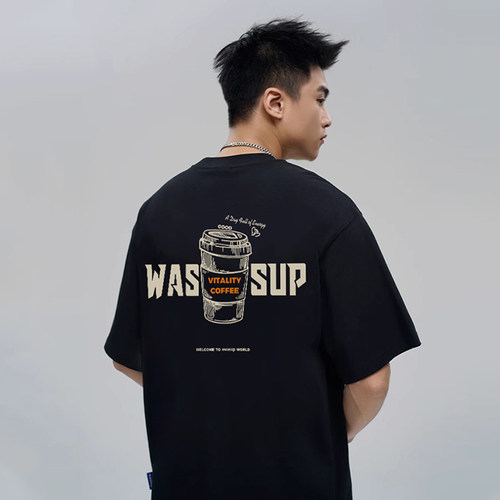 WASSUP美式重磅字母潮牌短袖T恤
