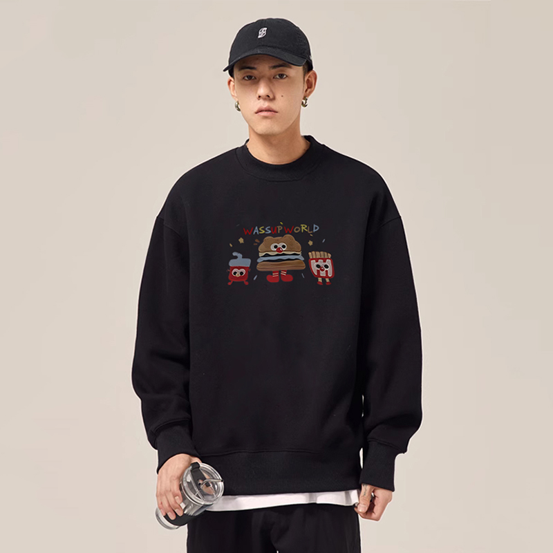 WASSUP汉堡卡通重磅卫衣男女潮牌