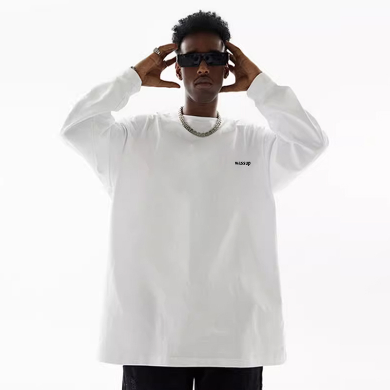 WASSUP美式字母男女装长袖T恤