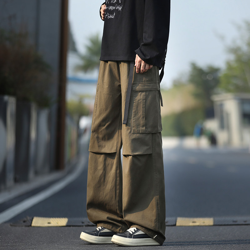 WASSUP纯棉工装裤子男款2026春秋季美式潮牌宽松直筒运动休闲长裤