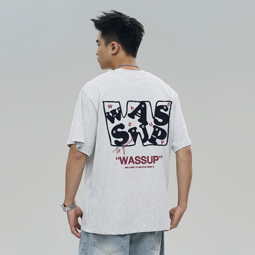 WASSUP趣味字母短袖T恤男女潮牌
