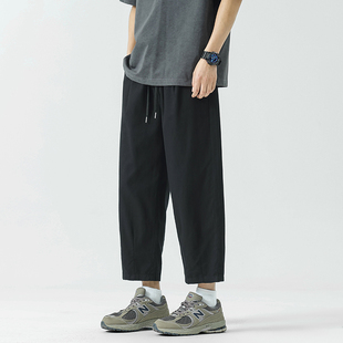 WASSUP夏季轻薄透气工装裤男款潮流美式复古九分休闲直筒裤男纯色