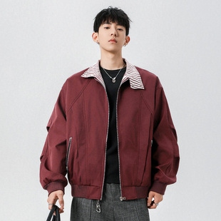 WASSUP美式立领工装外套男士春秋季2025新款宽松休闲百搭飞行夹克