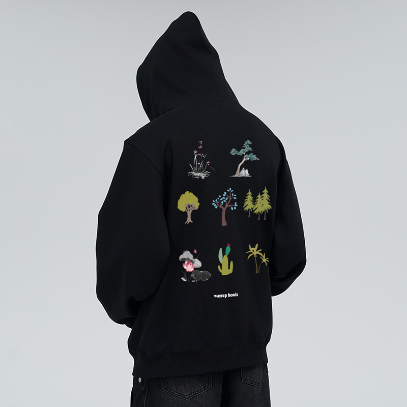 WassupHeods植物连帽卫衣男女