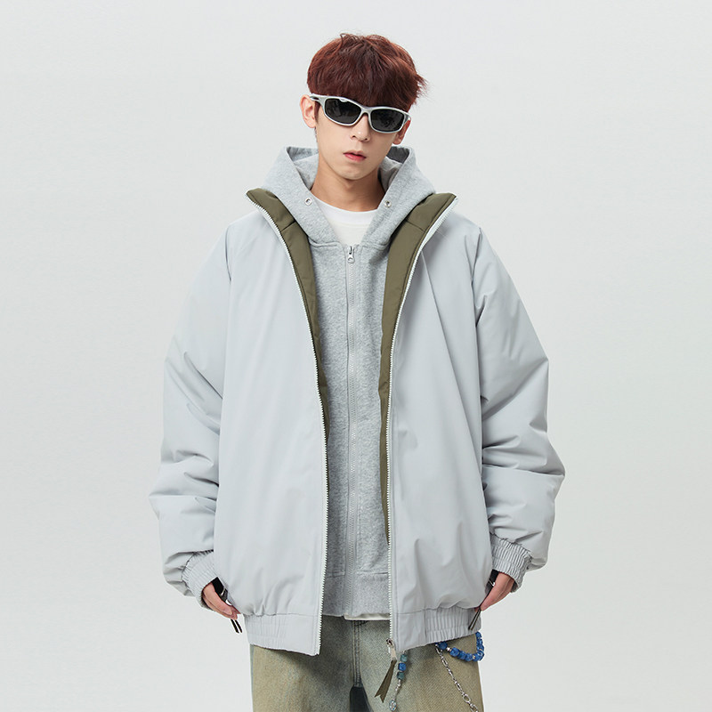 WASSUP冬季复古韩系撞色立领男女百搭工装简约棉服加厚棉衣外套潮