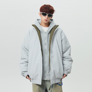 WASSUP冬季复古韩系撞色立领男女百搭工装简约棉服加厚棉衣外套潮