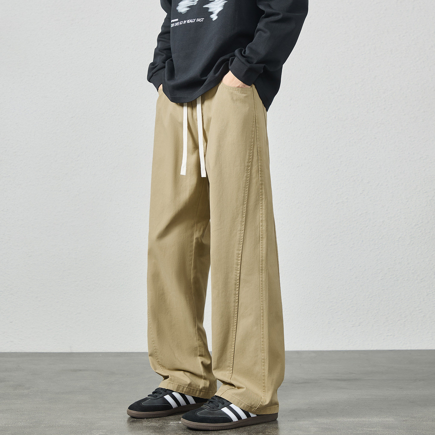 WASSUP潮牌解构拼接工装纯棉长裤男款青少年百搭潮流直筒休闲长裤