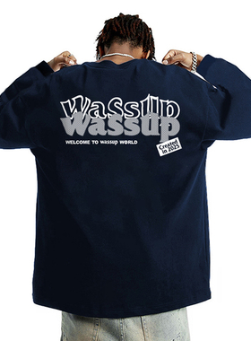 WASSUP美式重磅纯棉长袖T恤男女秋季新款宽松休闲百搭圆领体恤衫
