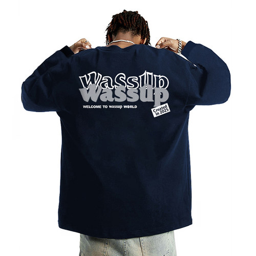 WASSUP美式重磅长袖T恤男女潮牌