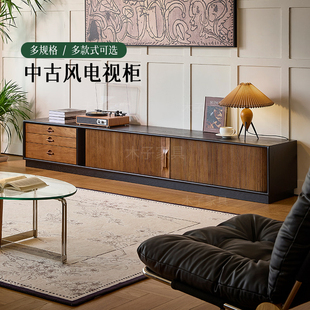 中古风实木电视柜复古双色落地款1.8米时慢收纳柜储物电视柜