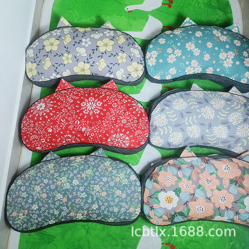 猫肚枕猫耳朵荞麦枕护颈椎专用枕头枕芯套老粗布纯棉小碎花草枕套