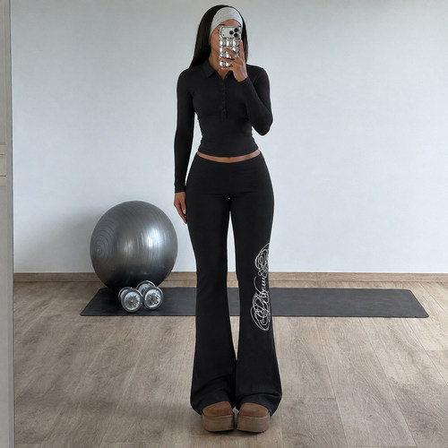 欧美辣妹修身休闲套装女